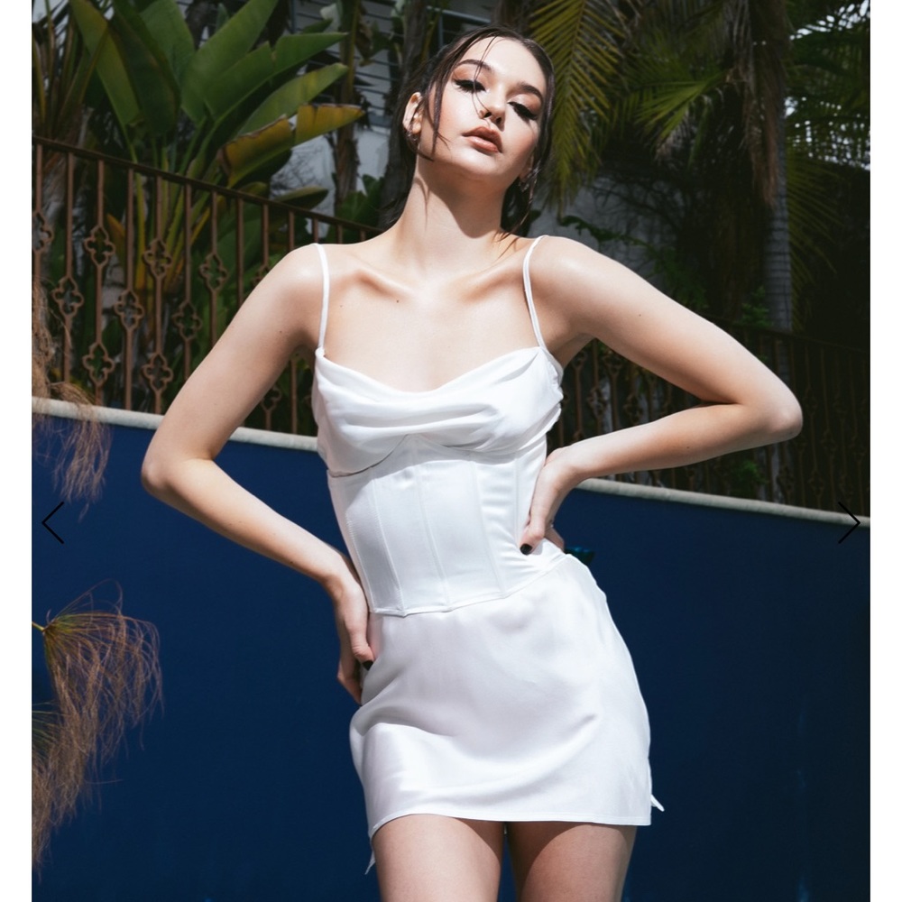 Steele White Slip Mini Dress with Corset